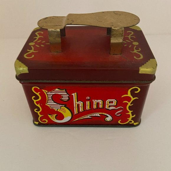 Vintage Small Shoe Shine Tin with Brush, Cloth, Shoe Horn, & Polish - Picture 5 of 5
